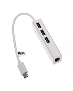 USB-C (uros) adapteri  3x USB Typ-A ja RJ45 Ethernet 