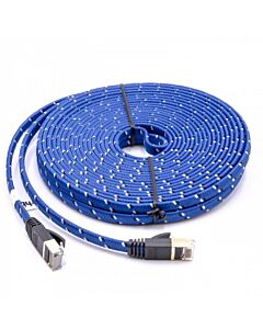 Ethernet kaapeli Cat7, litteä, 10 Gigabit, RJ45, 10m, sininen