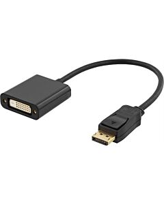 DisplayPort - DVI-D Single Link sovitin, 20-pin uros - 24+1-pin naaras, 0,17m, musta