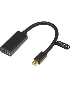 HDMI/DisplayPort -adapteri, HDMI naaras - Mini DisplayPort uros, musta 0,2m, kullatut liittimet