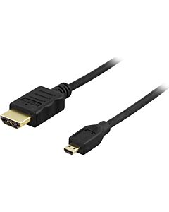 HDMI-kaapeli, HDMI uros - Micro HDMI uros, musta, 1m