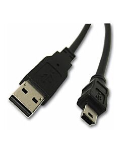USB 2.0 kaapeli, USB tyyppi A uros - USB tyyppi Mini-B uros, 1m, musta