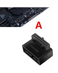 USB 3.0 kulma-adapteri 90 astetta 19-Pin uros-naaras pöytäkoneiden emolevyyn, malli A