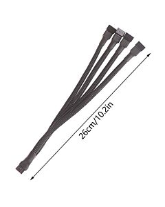 Haaroitin kaapeli 4pin naaras > 4 X 4pin uros kotelotuulettimille ym. kaapelin kokonaispituus 26cm