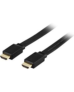 HDMI-kaapeli, HDMI High Speed with Ethernet, 19-pin uros - uros, 4K, Ethernet, 3D, paluuääni, litteä, musta, 3m