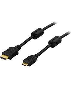 HDMI-kaapeli, HDMI uros - Mini HDMI uros, musta, 1m