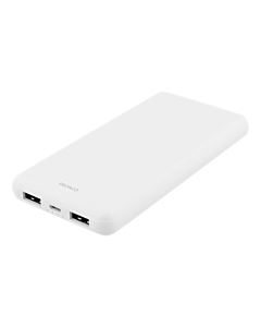 DELTACO varavirtalähde, 10 000 mAh, 2 x USB-A, 2,1 A, LED-merkkivalo, valkoinen