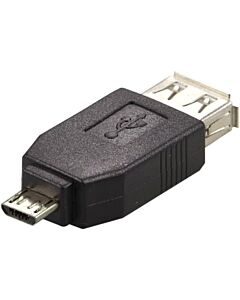 USB 2.0 sovitin, USB A-tyyppi naaras - USB Micro B-tyyppi uros, musta