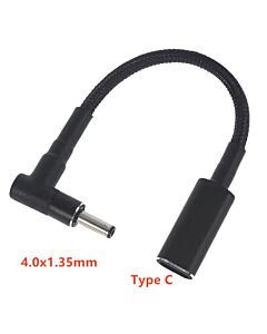 Adapteri USB-C PD laturiin: USB-C naaras - uros 4.0x1.35mm, max. teho 100W