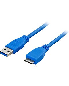 USB 3.0 kaapeli, A-tyyppi uros - Micro B-tyyppi uros, 0,5m, sininen